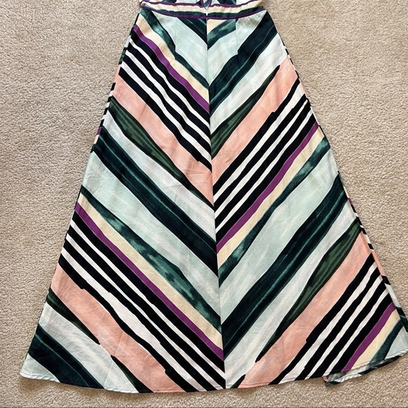 Red Carter A-Line Side Slit Maxi Dress Multicolor Tie Straps Women's Size S - Picture 11 of 16